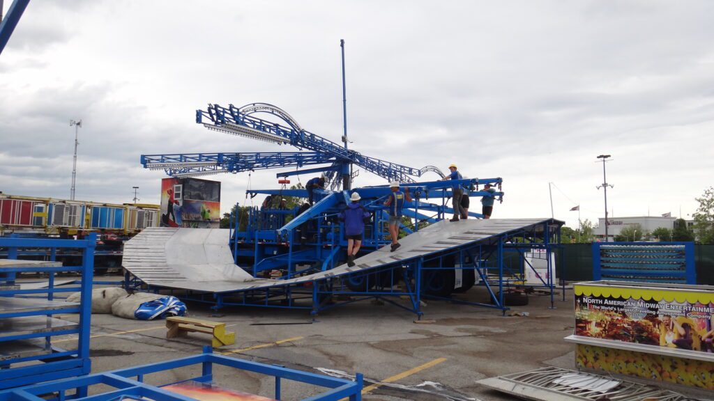 hard work setting up a ride