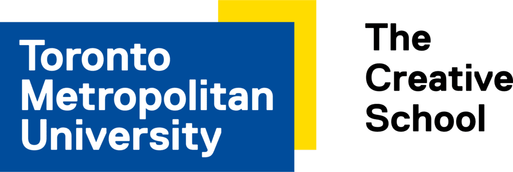 Blue and gold logo of Toronto Metropolitan University + The Creative School